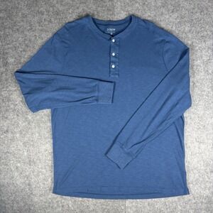 J.Crew Henley Shirt Men's Size XL Blue 100% Cotton Regular Fit Long Sleeve